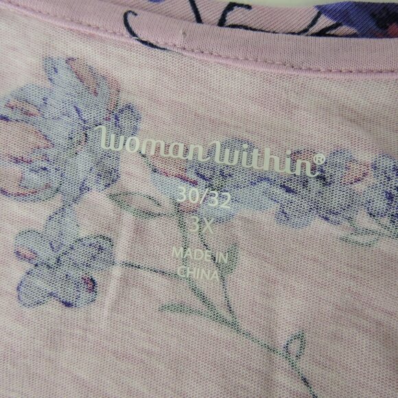 Woman Within 3X 30 32 plus open shoulder t-shirt knit top floral butterflies - Picture 9 of 11